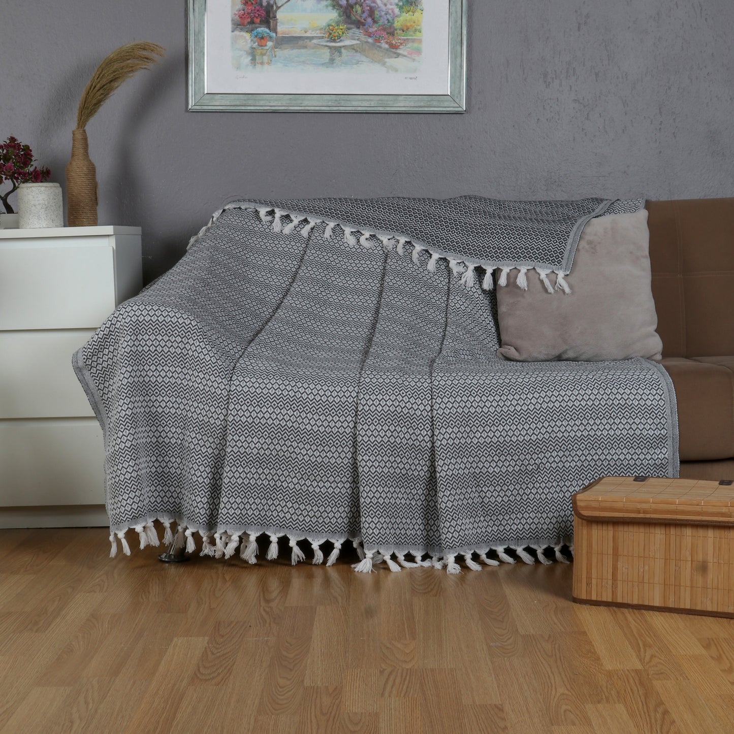 Tuiste Doppelte Tagesdecke Anthrazit Grau 200x230 cm