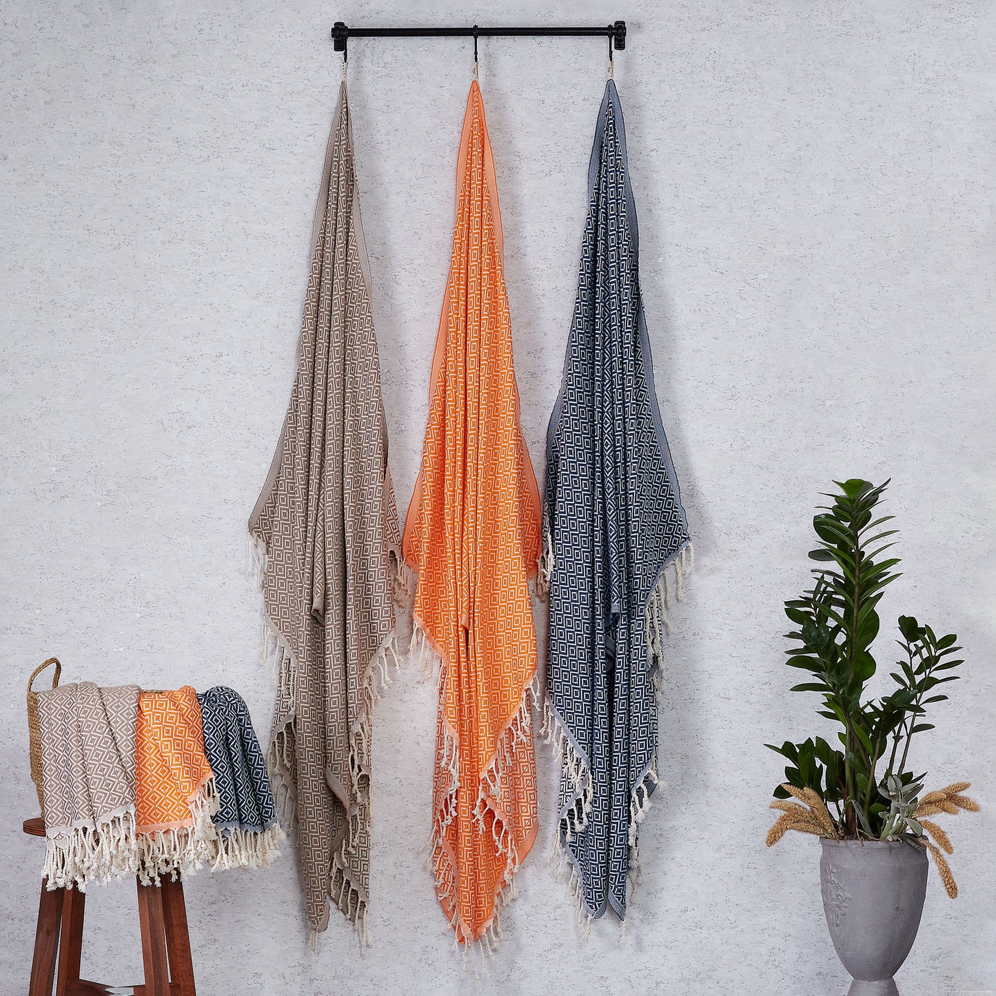 Sauna towels sand beige, pack of 2 beach towels, hammam towels, sauna towels