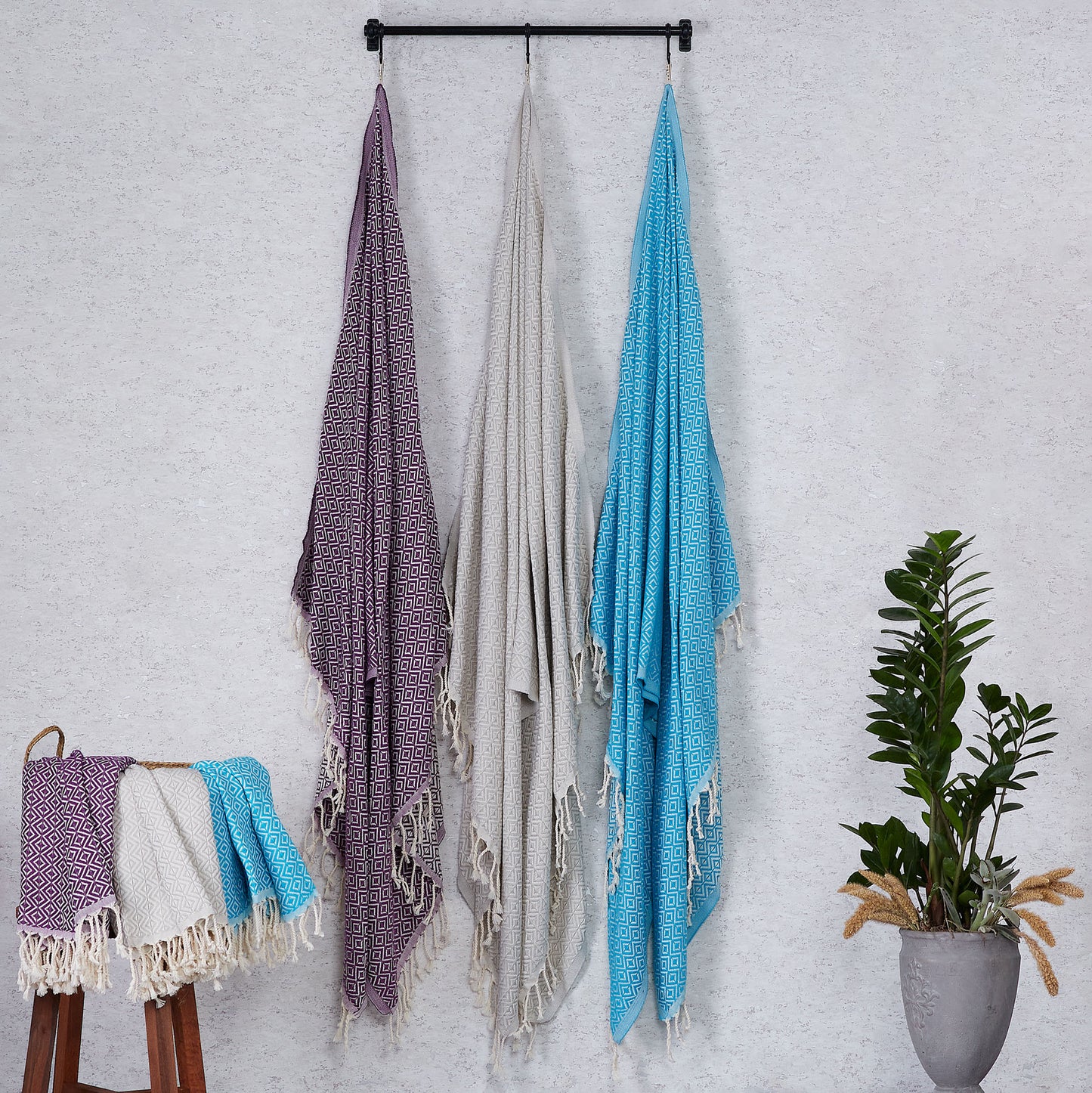 Sauna towels turquoise gray, pack of 2 beach towels, hammam towels, sauna towels