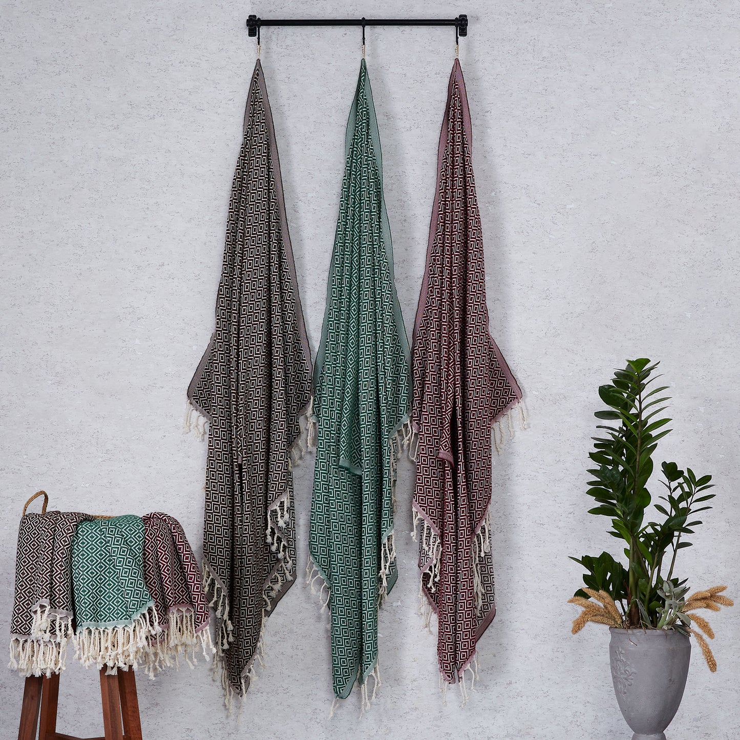 Sauna towels black, pack of 2 beach towels, hammam towels, sauna towels