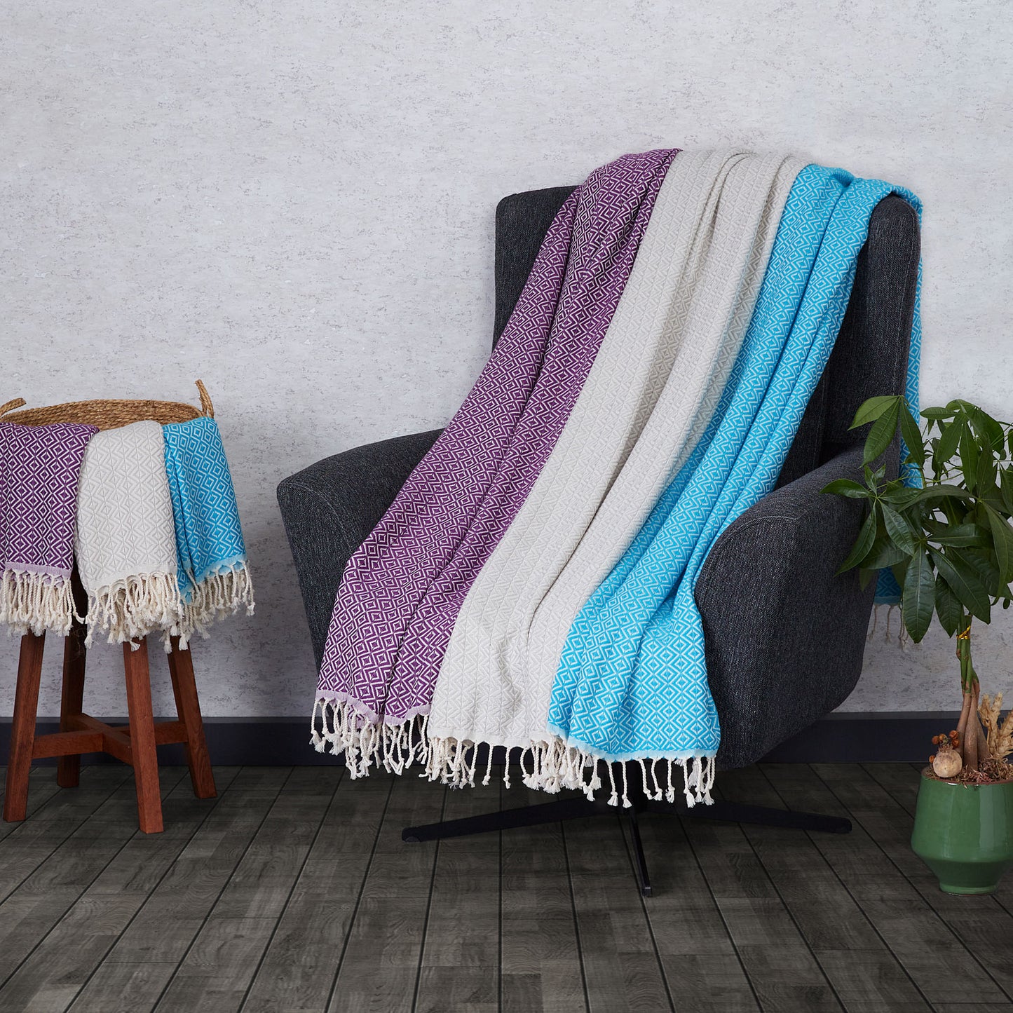 Sauna towels turquoise gray, pack of 2 beach towels, hammam towels, sauna towels