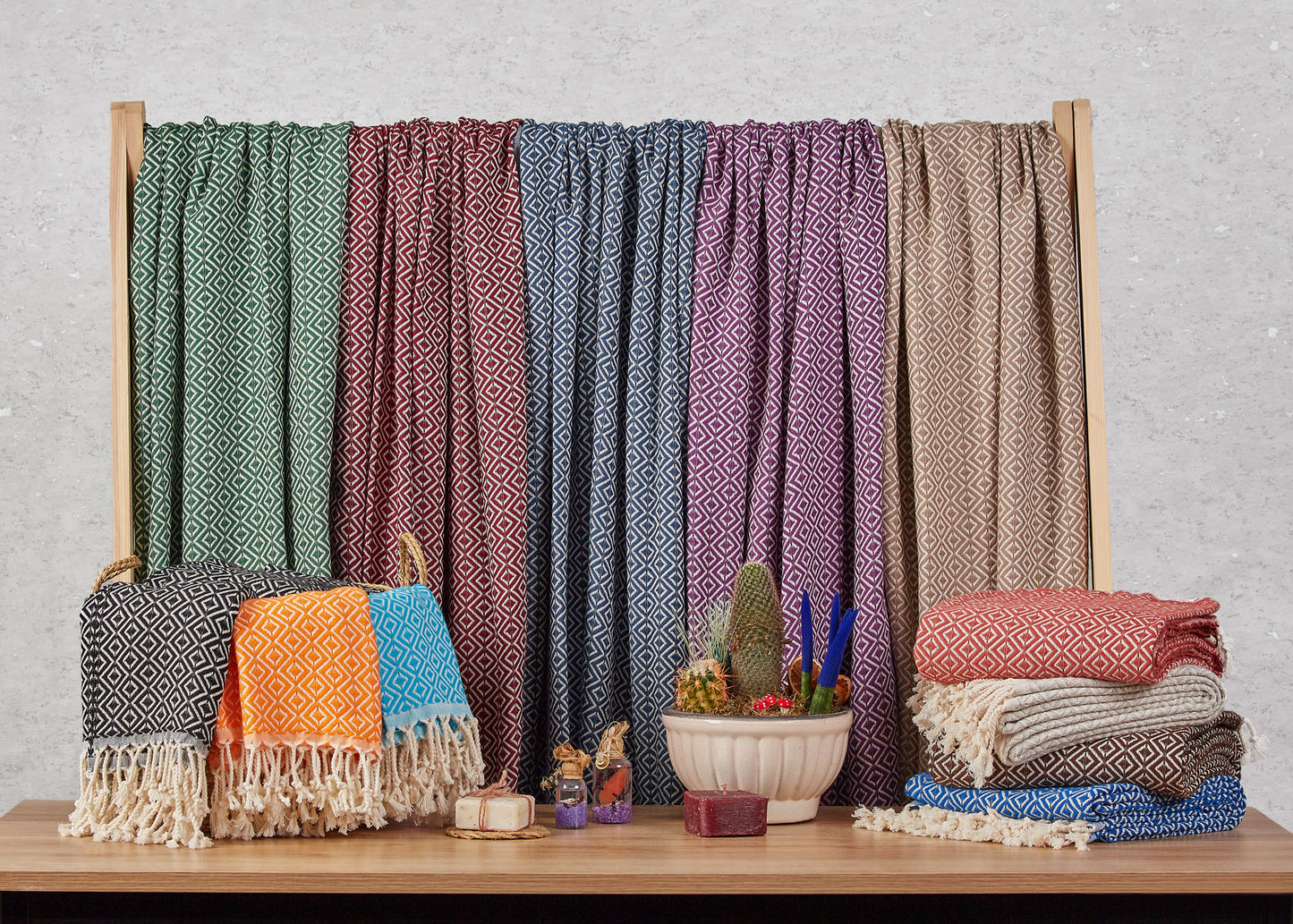 Saunatücher Bordeaux Grau, 2 er Pack Strandtuch, Hamamtuch, Saunahandtuch