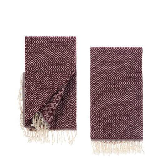 Sauna towels Bordeaux red, pack of 2 beach towels, hammam towels, sauna towels