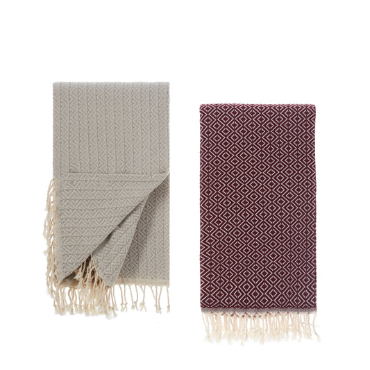 Sauna towels Bordeaux gray, pack of 2 beach towels, hammam towels, sauna towels