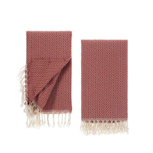 Sauna towels tile red, pack of 2 beach towels, hammam towels, sauna towels
