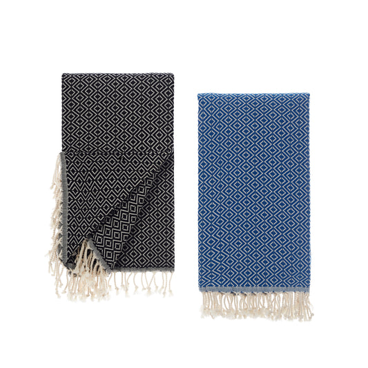 Sauna towels blue black, pack of 2 beach towels, hammam towels, sauna towels