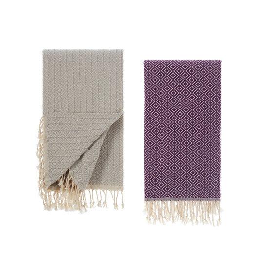 Sauna towels purple gray, pack of 2 beach towels, hammam towels, sauna towels