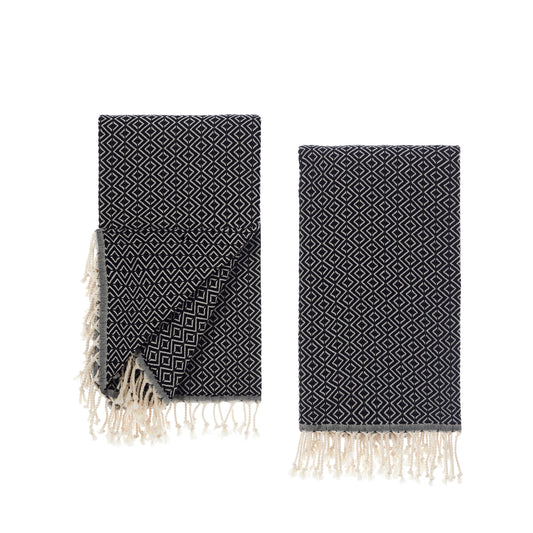 Sauna towels black, pack of 2 beach towels, hammam towels, sauna towels