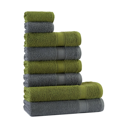 Towel set gray green 8 pieces