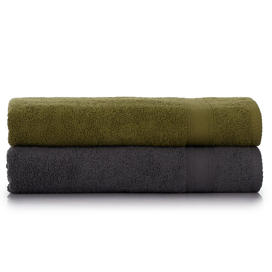 Bath towel set gray green 2 pieces 70x140
