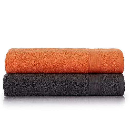Bath towel set gray orange 2 pieces 70x140