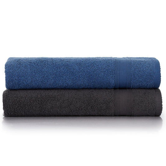 Bath towel set gray blue 2 pieces 70x140