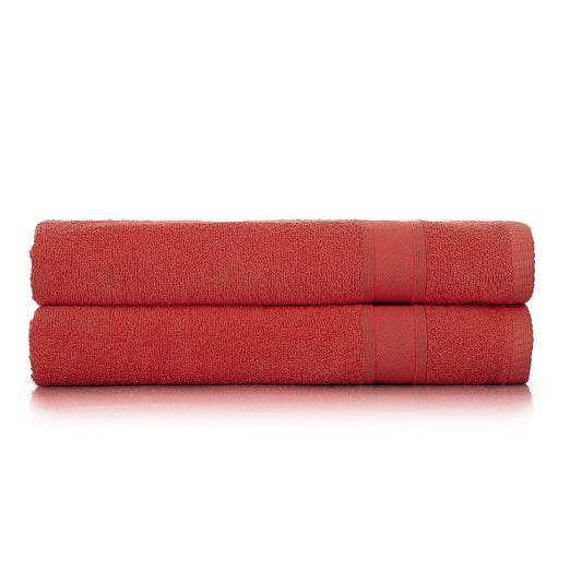 Bath towel set red 2 pieces 70x140
