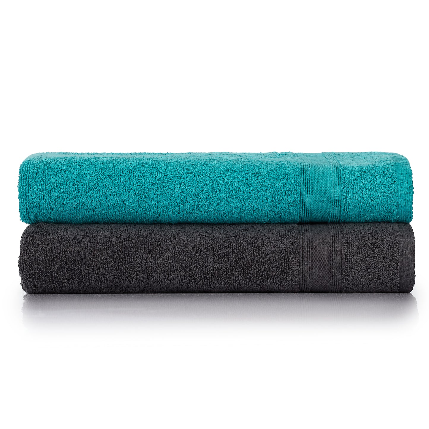 Bath towel set gray turquoise 2 pieces 70x140