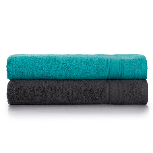 Bath towel set gray turquoise 2 pieces 70x140