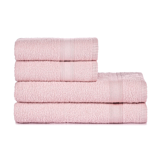 Towel set light pink 4 pieces, 2 bath towels 70x140 + 2 hand towels 50x90