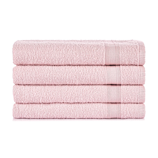 Bath towel set light pink 4 pieces, 4x bath towels 70x140