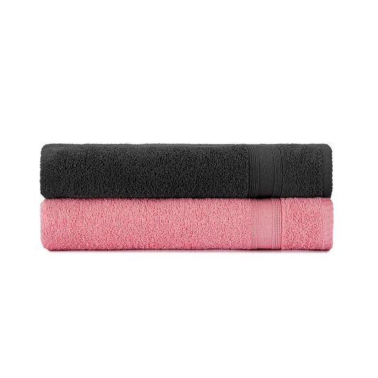 Bath towel set gray pink 2 pieces 70x140
