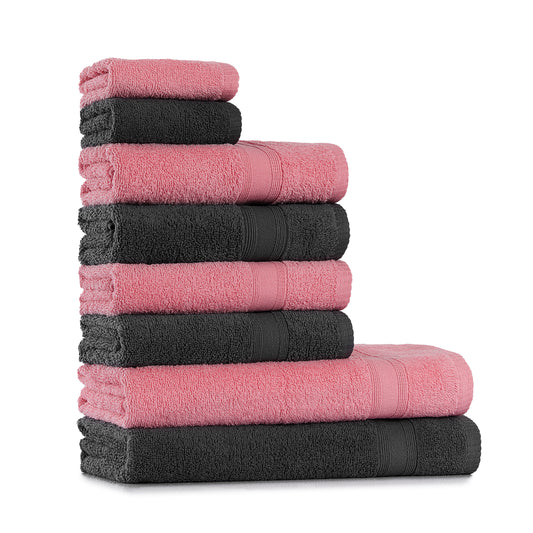Towel set gray pink 8 pieces