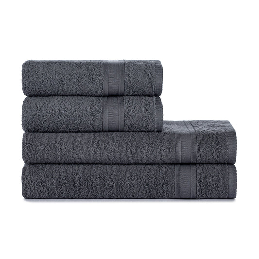 Towel set anthracite gray 4 pieces, 2 bath towels 70x140 + 2 hand towels 50x90