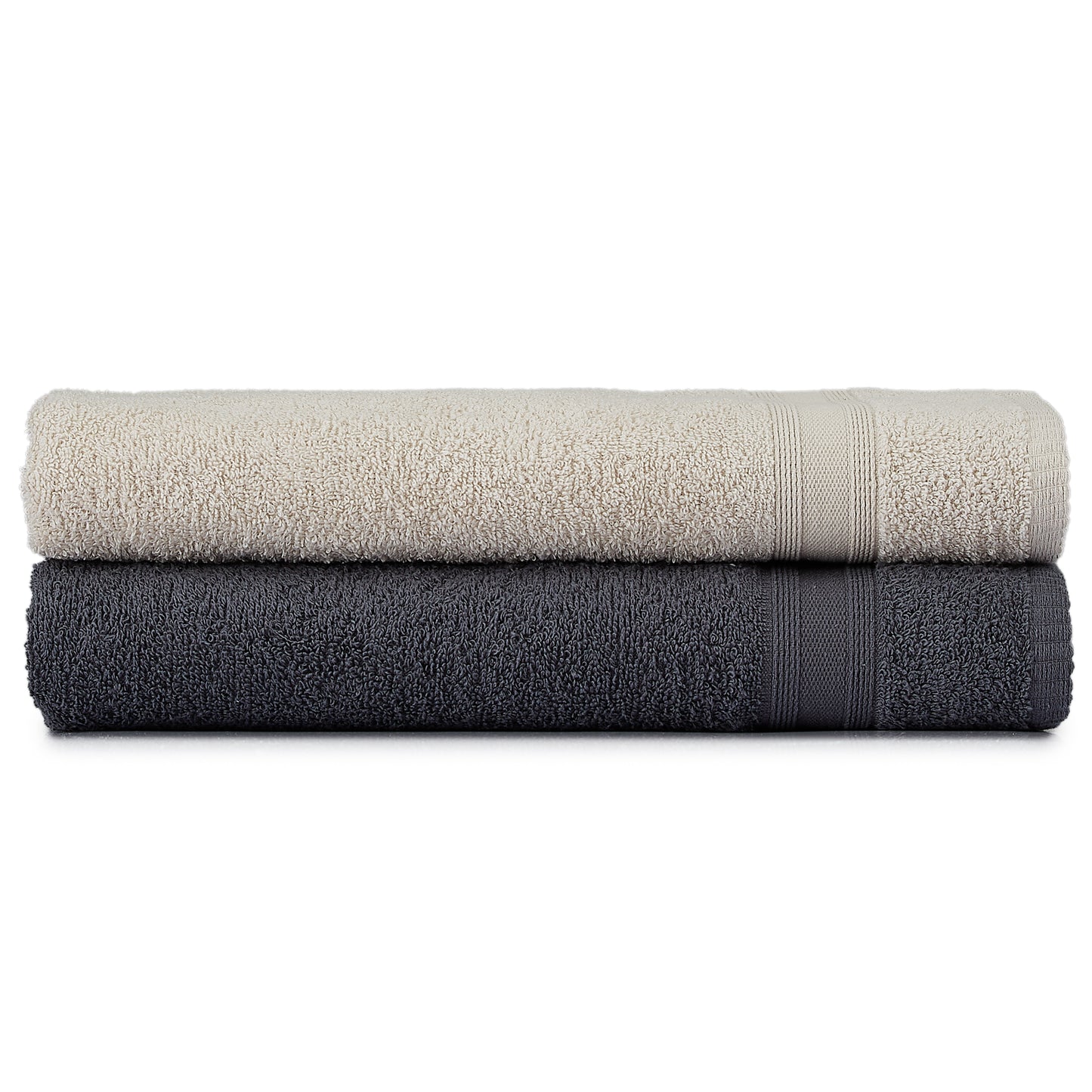 Bath towel set gray beige 2 pieces 70x140