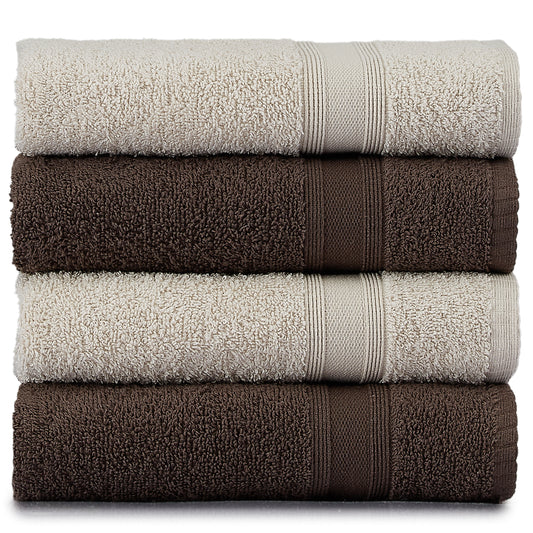 Towels beige brown 4 pieces 50x90