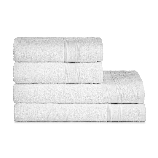 Towel set white 4 pieces, 2 bath towels 70x140 + 2 hand towels 50x90