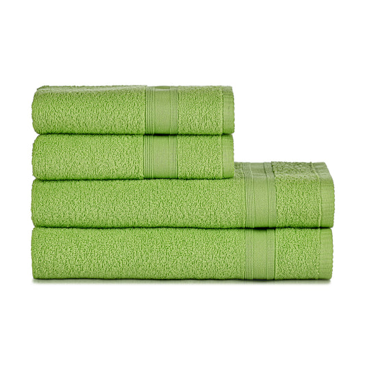 Towel set apple green 4 pieces, 2 bath towels 70x140 + 2 hand towels 50x90