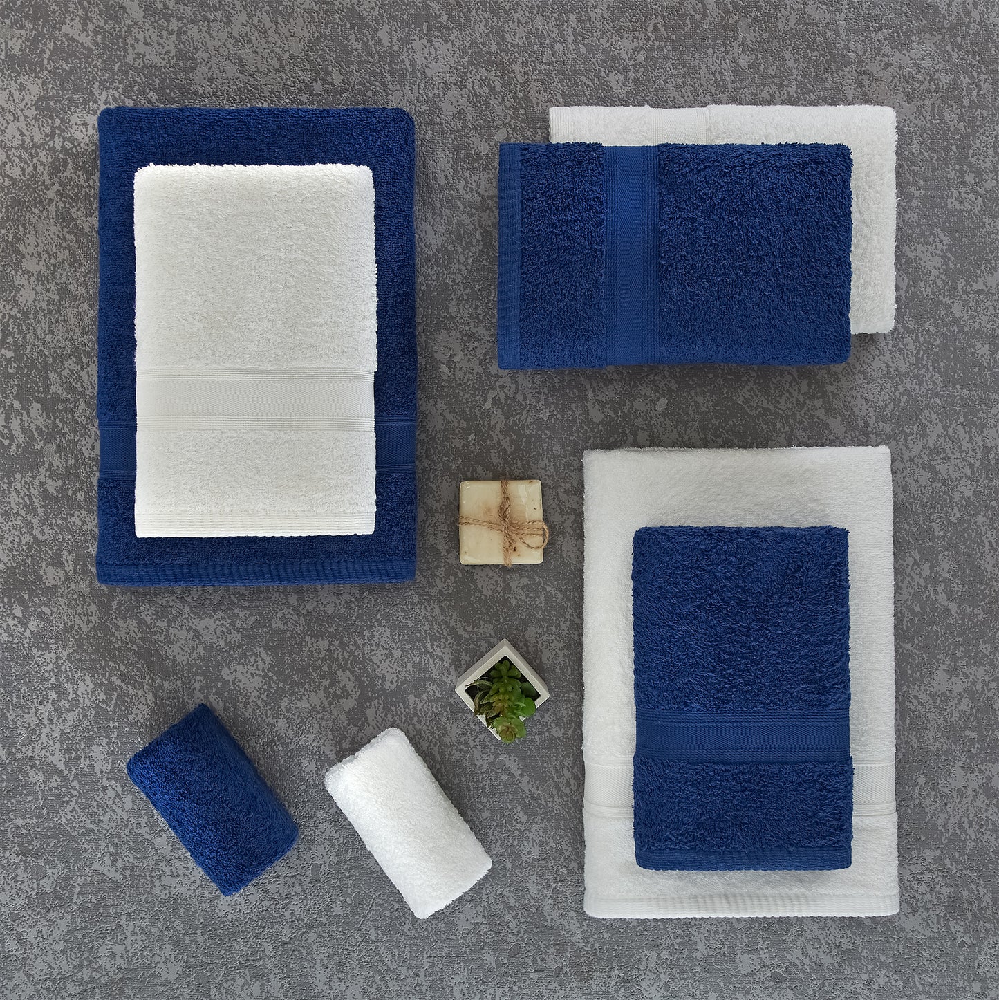 Towel set white blue 8 pieces