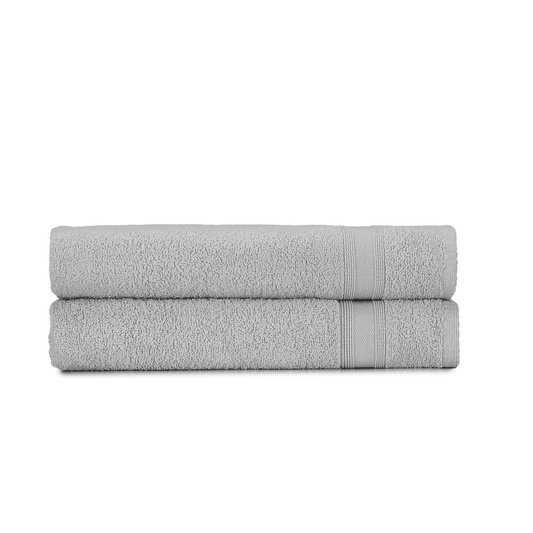 Bath towel set silver gray light gray 2 pieces 70x140