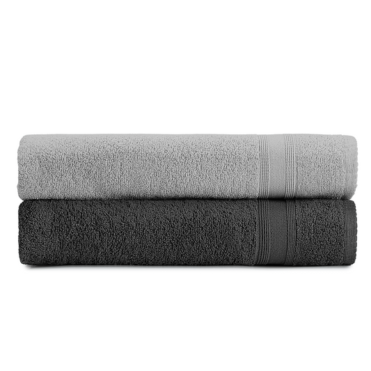 Bath towel set gray silver gray 2 pieces 70x140