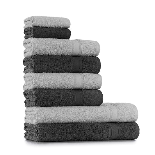 Towel set gray silver gray 8 pieces