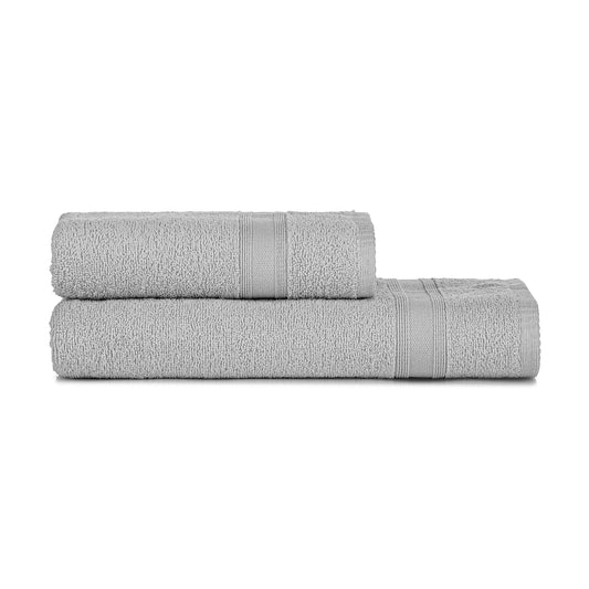 Towel Set Silver Gray Light Gray 2 Pieces Absorbent Soft Luxury