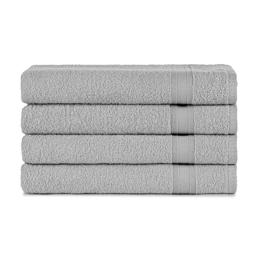 Bath towel set silver gray light gray 4 pieces, 4x bath towels 70x140