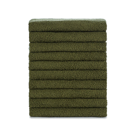 Premium terry cloth 10x guest towels green, dark green, quick-drying, 30x50 cm