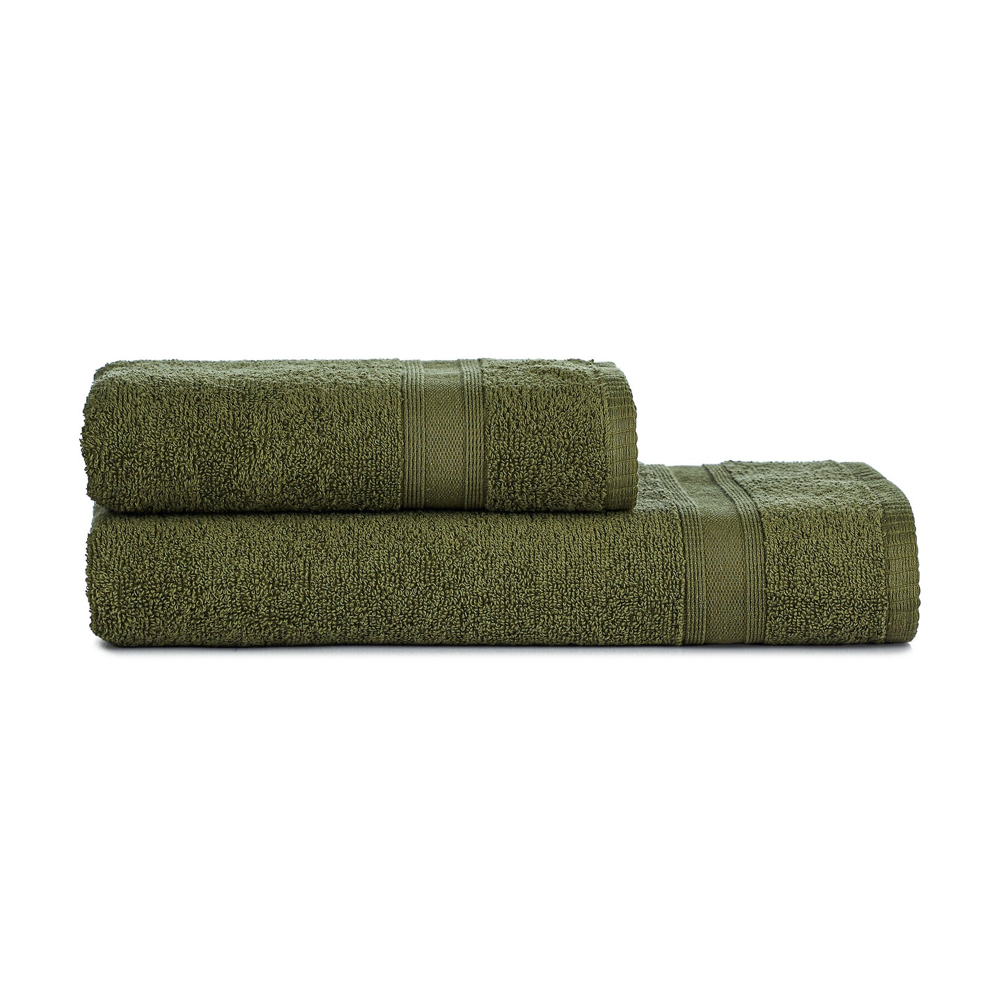 Towel Set Green Dark Green 2 Pieces Absorbent Soft Luxury