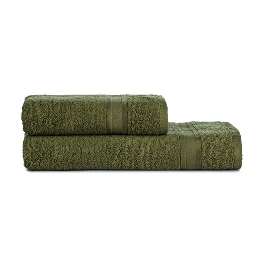 Towel Set Green Dark Green 2 Pieces Absorbent Soft Luxury