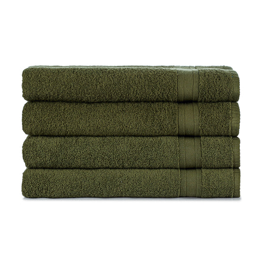 Bath towel set green dark green 4 pieces, 4x bath towels 70x140