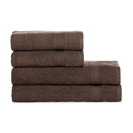 Towel set brown 4 pieces, 2 bath towels 70x140 + 2 hand towels 50x90