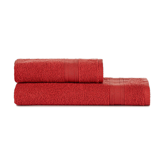 Towel Set Red 2 Pieces Absorbent Soft Luxury