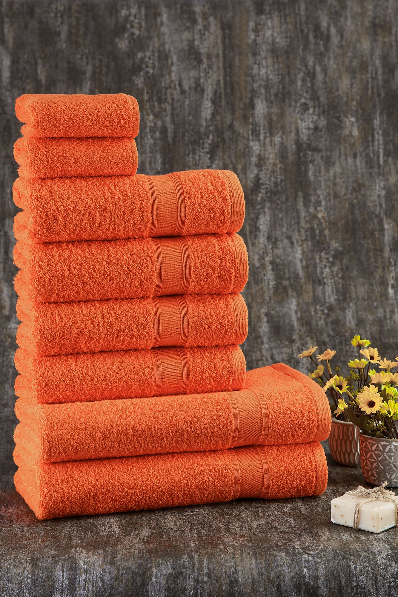 Handtücher Set Orange 8 Teilig