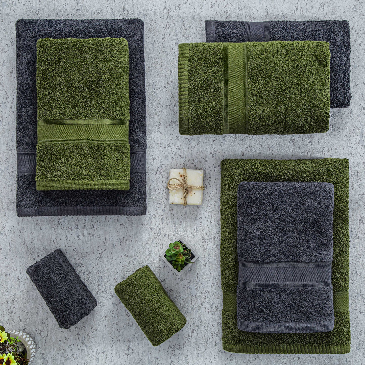 Towel set gray green 8 pieces