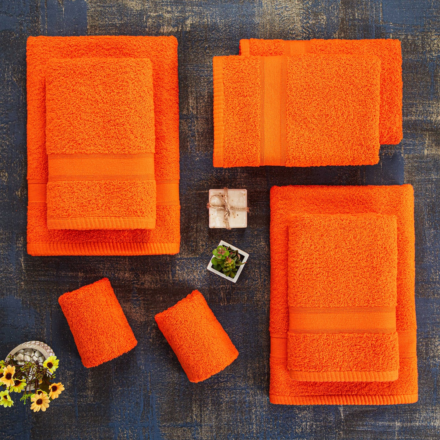 Handtücher Set Orange 8 Teilig