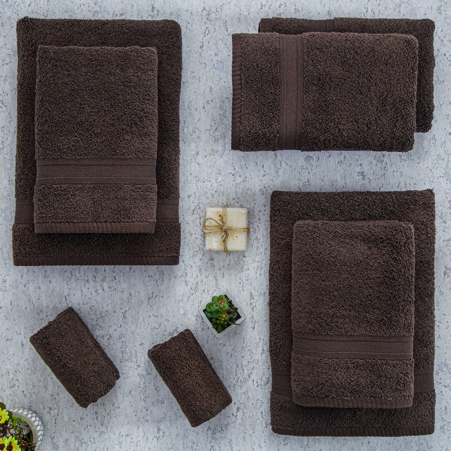 Handtücher Set Braun Dunklebraun 8 Teilig