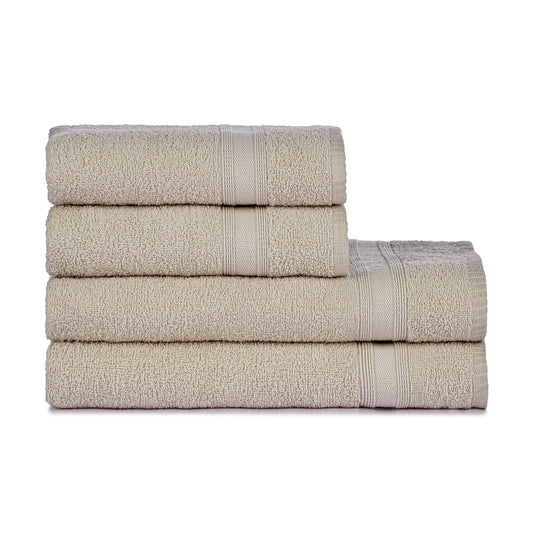 Towel set beige sand cream 4 pieces, 2 bath towels 70x140 + 2 hand towels 50x90