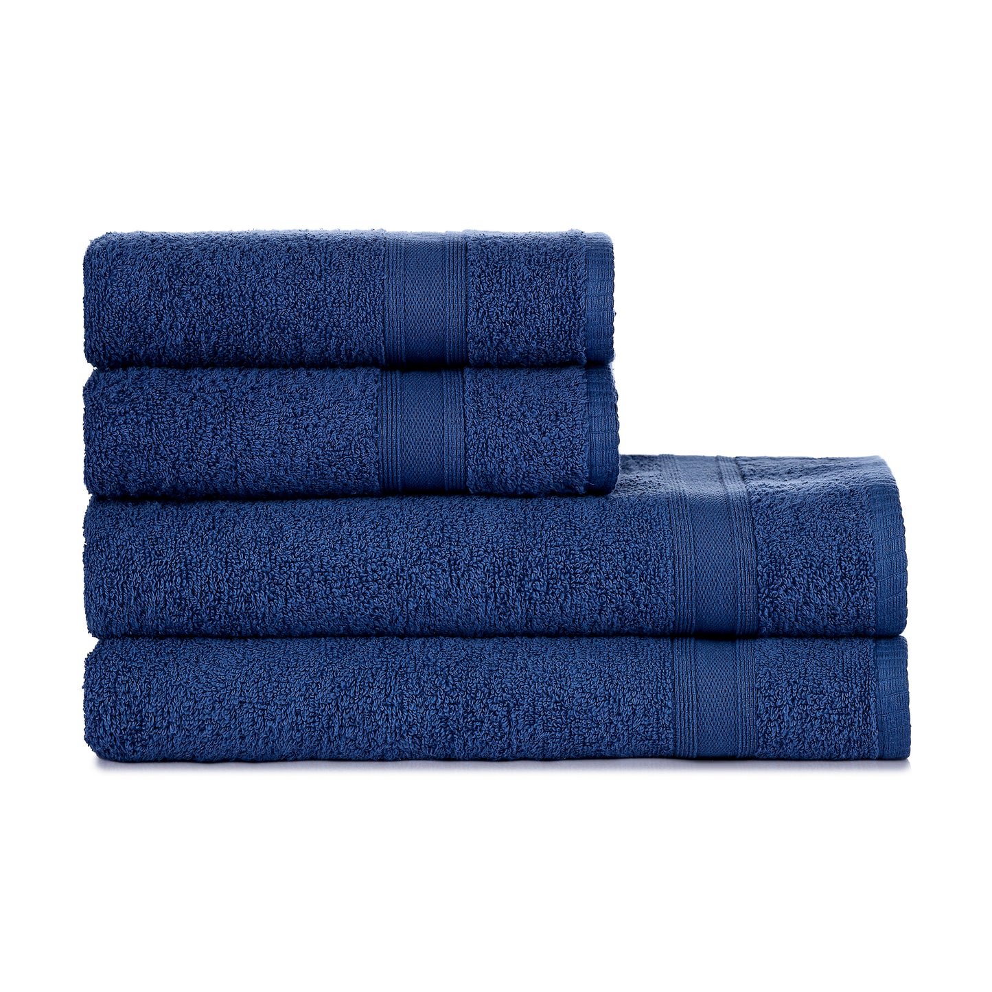 Towel set navy blue 4 pieces, 2 bath towels 70x140 + 2 hand towels 50x90