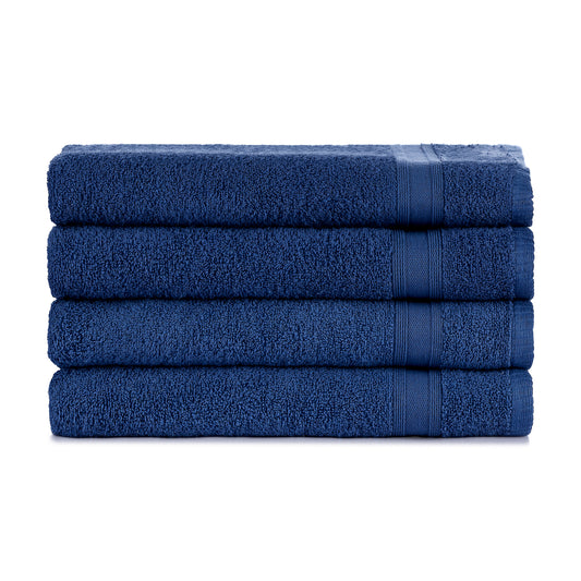 Bath towel set navy blue dark blue 4 pieces, 4x bath towels 70x140