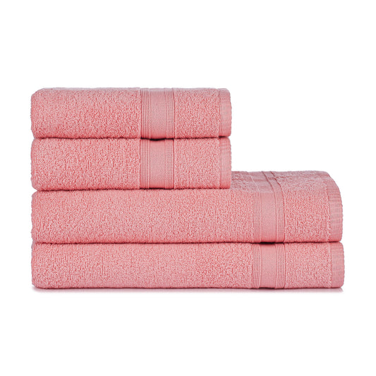 Hand towel set pink old pink 4 pieces, 2 bath towels 70x140 + 2 hand towels 50x90