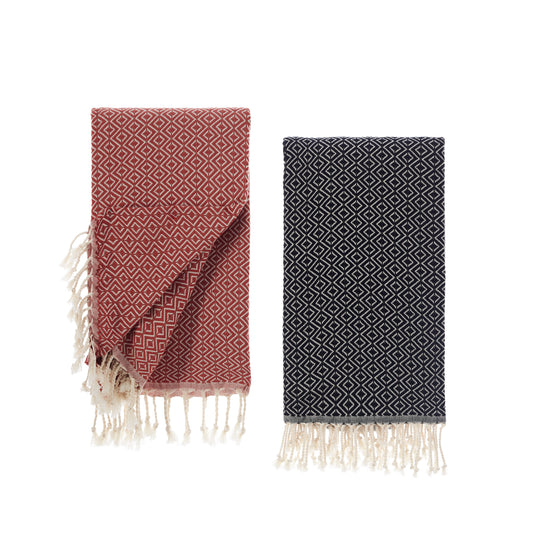 Sauna towels red - black, pack of 2 beach towels, hammam towels, sauna towels