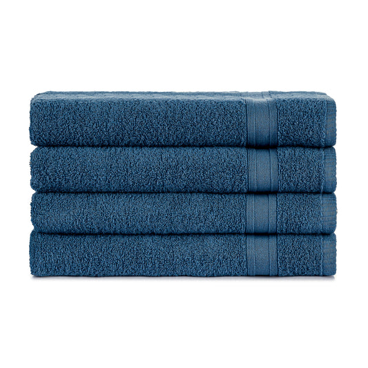 Bath towel set petrol blue 4 pieces, 4x bath towels 70x140